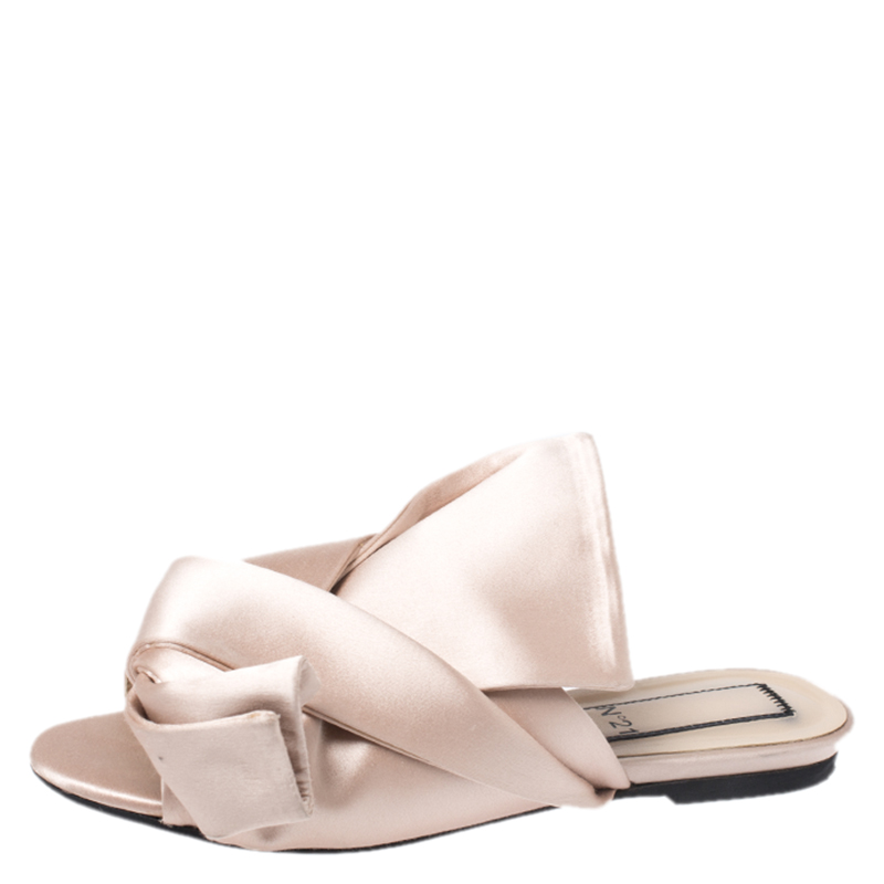N21 Beige Satin Knot Flat Mules Size 36, Flats - Luxury Closet catalog
