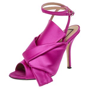 N21 Pink Satin Raso Knot Ankle Wrap Sandals Size 37, Sandals - Luxury Closet catalog