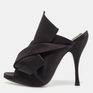 N21 Black Satin Knot Mules Size 37, Sandals - Luxury Closet catalog