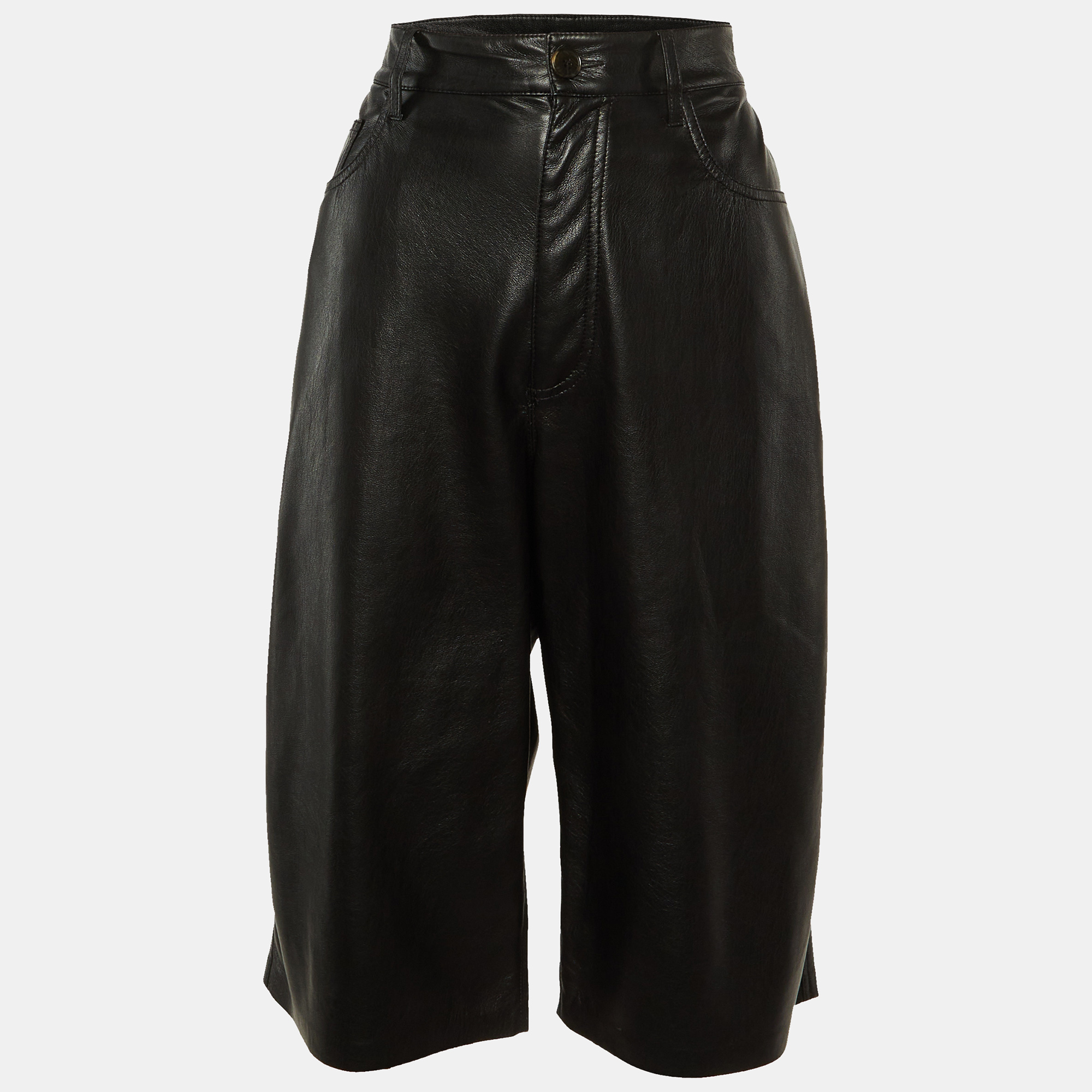 Nanushka Black Faux Leather Wide Leg Capri Pants L, Clothing - Luxury Closet catalog