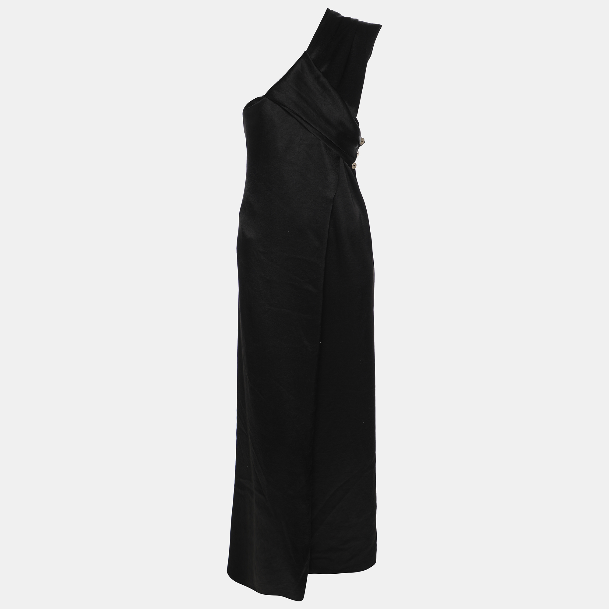 Nanushka Black Satin Twisted Neck Dress S, Dresses - Luxury Closet catalog