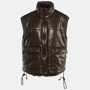 Nanushka Dark Brown Quilted Faux Leather Vest Jacket M, Coats & Jackets - Luxury Closet catalog