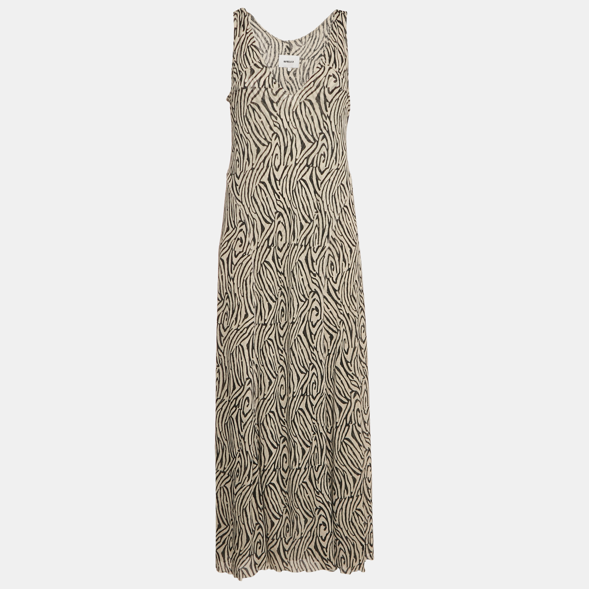Nanushka Light Grey Printed Jersey Flared Maxi Dress L, Dresses - Luxury Closet catalog
