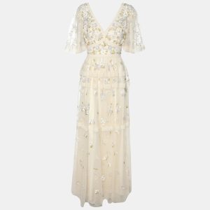 Needle & Thread Cream Mesh Shimmer Primrose Gown Dress S, Dresses - Luxury Closet catalog