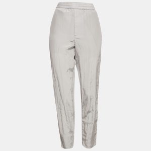 Neil Barrett Silver Reflective Synthetic Slim Fit Low Rise Trousers L, Clothing - Luxury Closet catalog