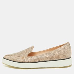Nicholas Kirkwood Gold Metallic Lurex Fabric Alona Loafers Size 37.5, Loafers & Slip-Ons - Luxury Closet catalog