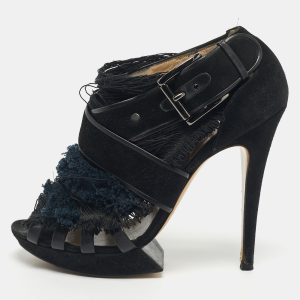 Nicholas Kirkwood Black/Blue Suede And Fabric Criss Cross Platform Booties Size 40, Boots - Luxury Closet catalog