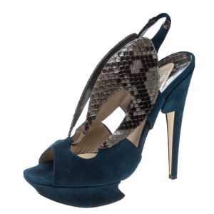 Nicholas Kirkwood Multicolor Suede and Python Platform Slingback Sandals Size 37, Sandals - Luxury Closet catalog
