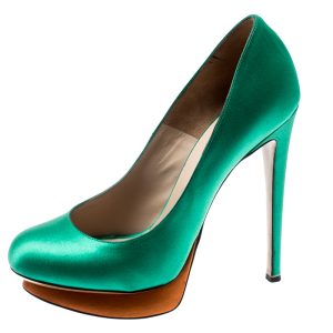 Nicholas Kirkwood Green Satin Platform Pumps Size 36.5, Pumps - Luxury Closet catalog