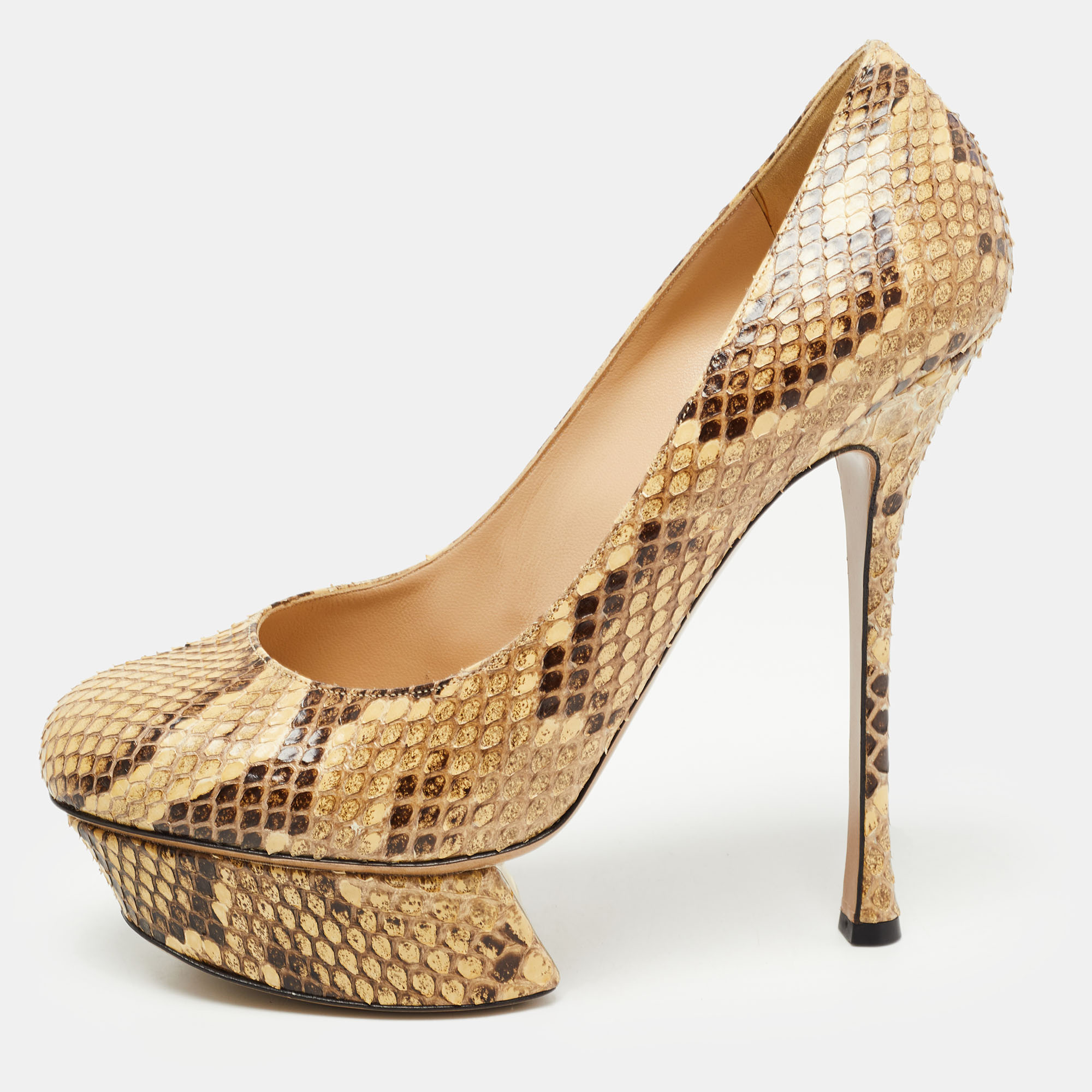 Nicholas Kirkwood Cream/Brown Python Leather Platform Pumps Size 39, Pumps - Luxury Closet catalog