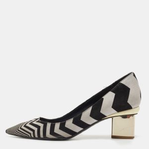 Nicholas Kirkwood Black/Grey Zigzag Print Suede Pumps Size 37.5, Pumps - Luxury Closet catalog
