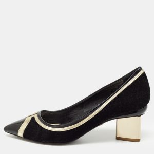 Nicholas Kirkwood Black/Gold Suede and Leather Pointed Toe Pumps Size 37, Pumps - Luxury Closet catalog
