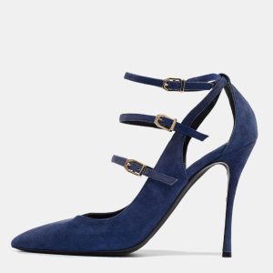 Nicholas Kirkwood Blue Suede Ruffle Buckle Pointed Toe Pumps Size 39, Pumps - Luxury Closet catalog