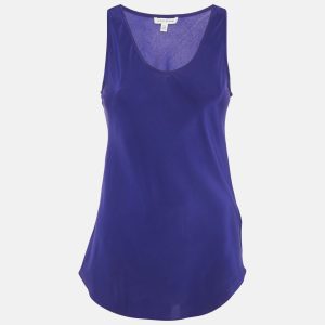 Nicolefarhi Blue Silk Sleeveless Top S, Shirts & Tops - Luxury Closet catalog