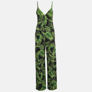 Norma Kamali Black/Green Palm Leaf Print Jersey Slip Jumpsuit M, Suits - Luxury Closet catalog