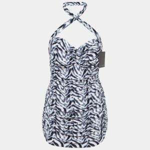 Norma Kamali White Chevron Zebra Print Jersey Bill Mio Swimsuit XL, Clothing - Luxury Closet catalog