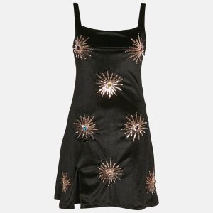 Oceanus Swimwear Black Velvet Embellished Mini Dress S, Dresses - Luxury Closet catalog