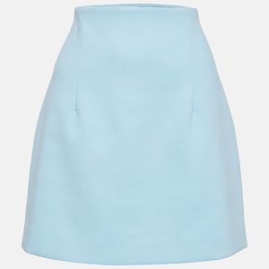 Off-White Blue Crepe Mini Skirt M, Skirts - Luxury Closet catalog
