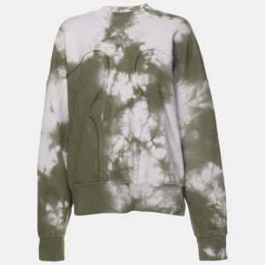 Off-White Green Tie Dye Cotton Knit Crew Neck Sweatshirt XS, Sweaters & Cardigans - Luxury Closet catalog