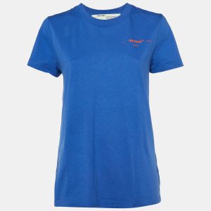 Off-White Blue Coral Embroidered Cotton Crew Neck T-Shirt XS, Shirts & Tops - Luxury Closet catalog