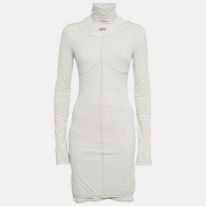 Off-White Grey Off Print Jersey Turtle Neck Bodycon Dress M, Dresses - Luxury Closet catalog