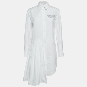 Off-White White Embroidered Cotton Pleated Mini Shirt Dress XS, Dresses - Luxury Closet catalog