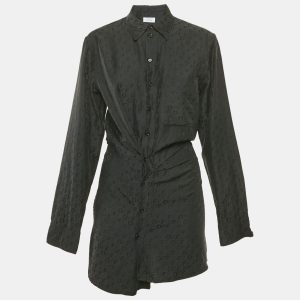 Off-White Black Logo Jacquard Cotton & Silk Asymmetric Shirt Dress M, Dresses - Luxury Closet catalog