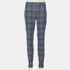 Off-White Blue & Grey Patterned Wool Zip Detail tapered Leg Pants M, Clothing - Luxury Closet catalog