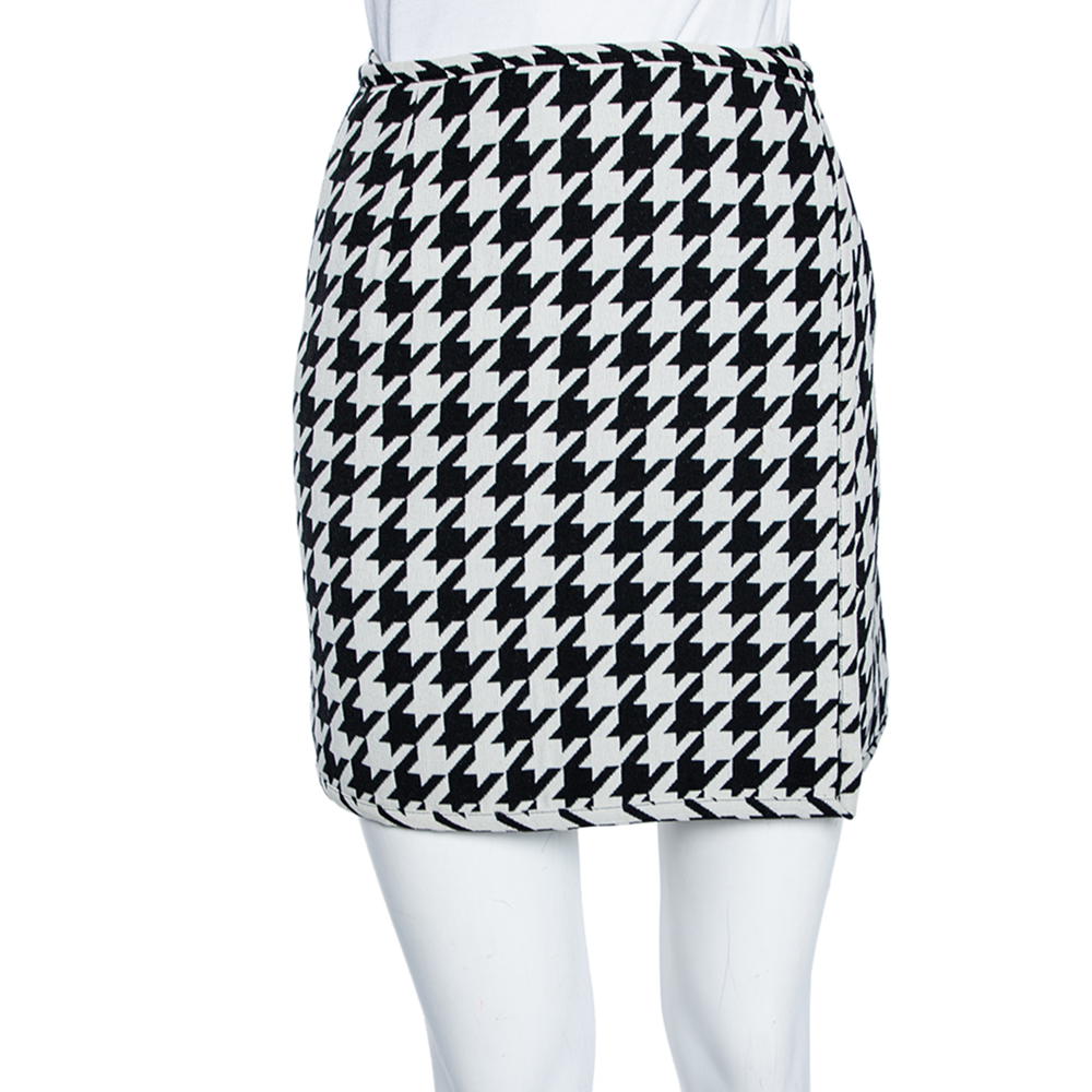 Off-White Monochrome Houndstooth Print Wool Mini Wrap Skirt S, Skirts - Luxury Closet catalog