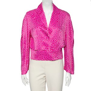 Off-White Pink Printed Satin Button Front Overlay Paneled Blouse M, Shirts & Tops - Luxury Closet catalog
