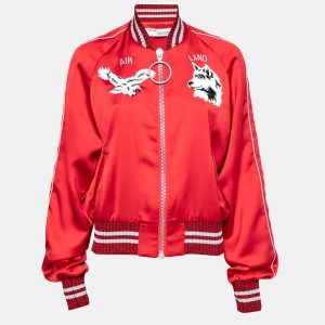Off-White Red Satin Rib Knit Trimmed Greenland Bomber Jacket M, Coats & Jackets - Luxury Closet catalog