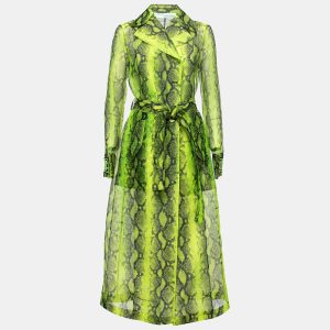 Off-White Green Python Print Tulle Button Front Belted Coat S, Coats & Jackets - Luxury Closet catalog