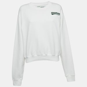 Off-White White Woman Patch Cotton Sweatshirt M, Sweaters & Cardigans - Luxury Closet catalog