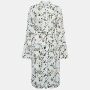 Off-White White Floral Logo Print Crepe Belted Midi Shirt Dress M, Dresses - Luxury Closet catalog