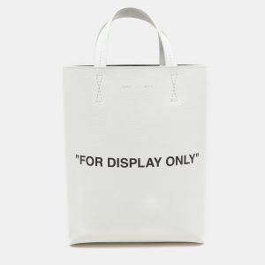 Off-White White Leather Binder Clip 'For Display Only' Tote, Tote Handbags - Luxury Closet catalog