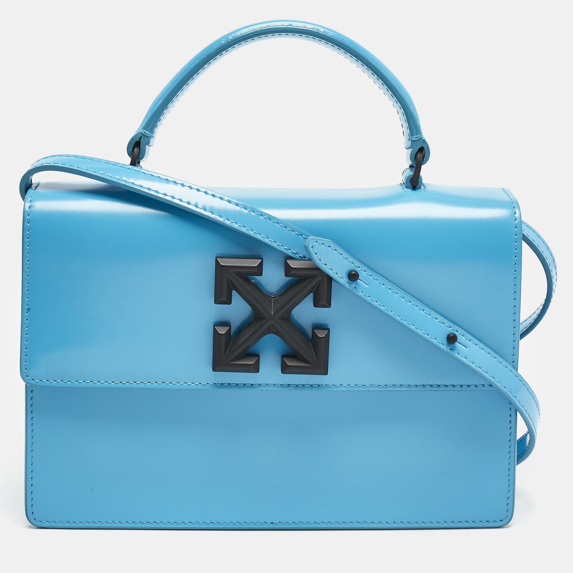 Off-White Blue Patent Leather 1.4 Jitney Top Handle Bag, Satchels - Luxury Closet catalog
