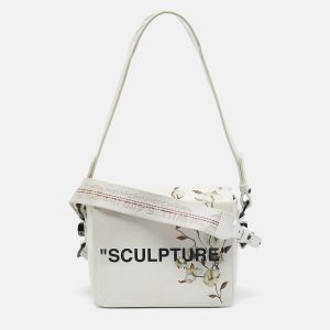 Off-White White Leather Sculpture Binder Clip Crossbody Bag, Handbags - Luxury Closet catalog
