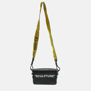 Off-White Black Leather Sculpture Binder Clip Crossbody Bag, Handbags - Luxury Closet catalog