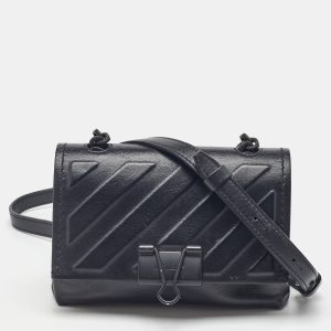 Off-White Black Leather Binder Clip Flap Shoulder Bag, Shoulder Bags - Luxury Closet catalog