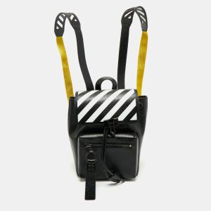 Off-White Black/White Leather Diag Drawstring Backpack, Backpacks - Luxury Closet catalog