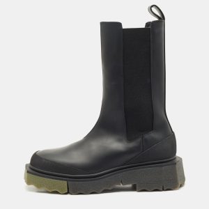 Off-White Black Leather and Elastic Rain Boots Size 38, Boots - Luxury Closet catalog