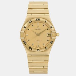 Omega Champagne 18k Yellow Gold Constellation 1112.10 Quartz Women's Wristwatch 33.5 mm, Watches - Luxury Closet catalog