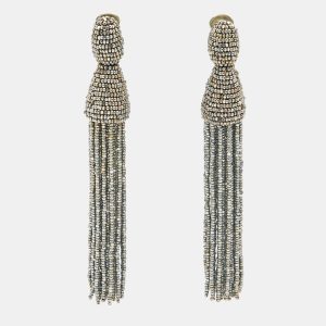 Oscar de la Renta Beads Silver Tone Metal Earrings, Jewelry - Luxury Closet catalog