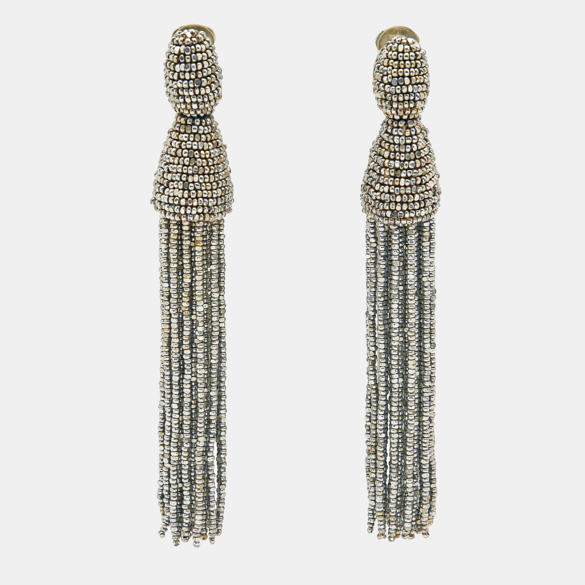 Oscar de la Renta Beads Silver Tone Metal Earrings, Jewelry - Luxury Closet catalog