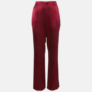 Oscar de la Renta Dark Red Satin Wide Leg Trousers M, Suits - Luxury Closet catalog
