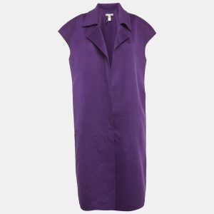 Oscar de la Renta Purple Wool Open Front Sleeveless Overcoat L, Coats & Jackets - Luxury Closet catalog