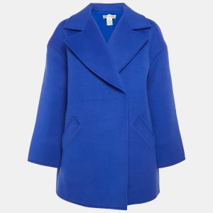 Oscar de la Renta Blue Felt Oversized Mid-Length Coat M, Coats & Jackets - Luxury Closet catalog