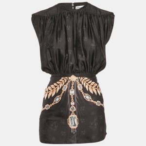 Paco Rabanne Black Printed Satin Tie-Back Top M, Shirts & Tops - Luxury Closet catalog