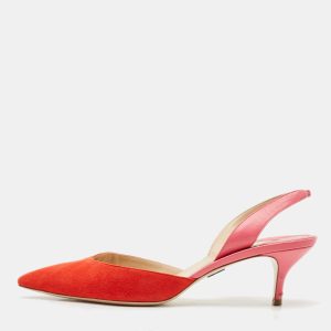 Paul Andrew Red Leather and Suede Rhea Slingback Pumps Size 41, Pumps - Luxury Closet catalog