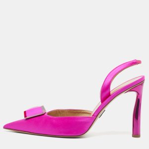 Paul Andrew Pink Satin Crystal Cube Embellished Rhea Slingback Pumps Size 41, Pumps - Luxury Closet catalog